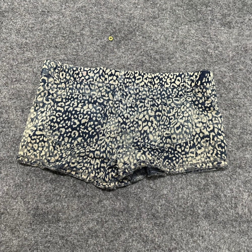 Double Zero Shorts Womens Size L Leopard Print Studded Raw Hem Stretch Denim